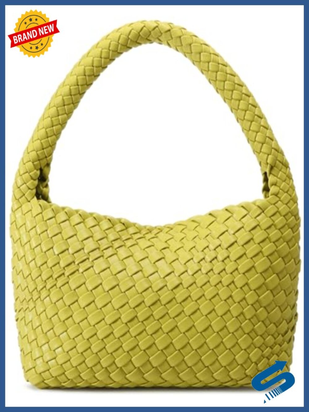 Vegan Leather Woven Hobo Bag, Summer Beach Tote, Compact Shoulder Purse